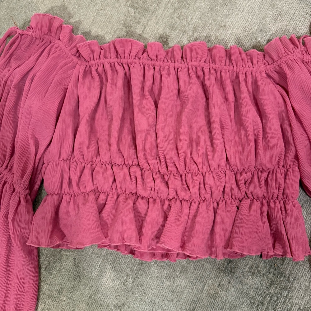 TULAROSA Pink Off-Shoulder Ruffle Top - Picture 3 of 8